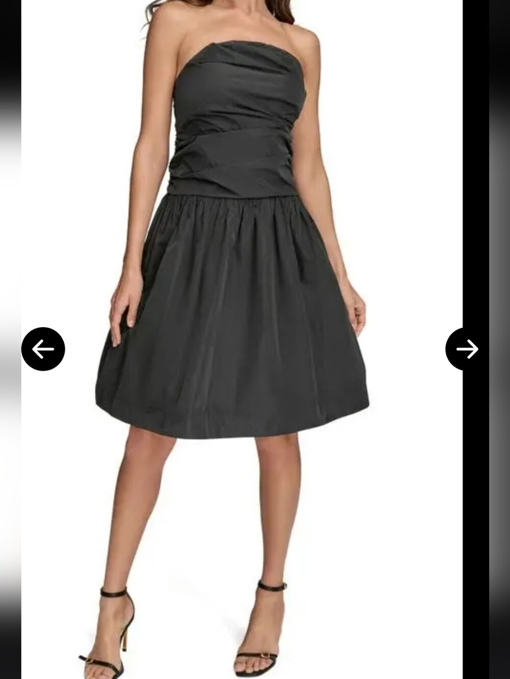Donna Karan Black Strapless Bubble Hem Cocktail Dress Silk Blend Size 8 $279